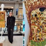 Una estudiante confeccionó un vestido con cáscaras de naranja y fue premiada