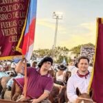 Diamante: agrupación Las Fuerzas del Cielo desfiló en el Festival de Jineteada y Folclore