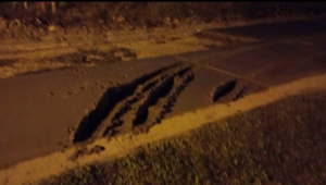 La Paz: lamentablemente transitaron sobre una obra recién pavimentada