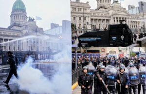 Represión frente al Congreso: la Policía lanzó agua, gas lacrimógeno y balas de goma contra manifestantes persiguiendo a la gente diez cuadras